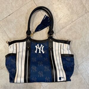 Blue and White Yankee Tote Bag